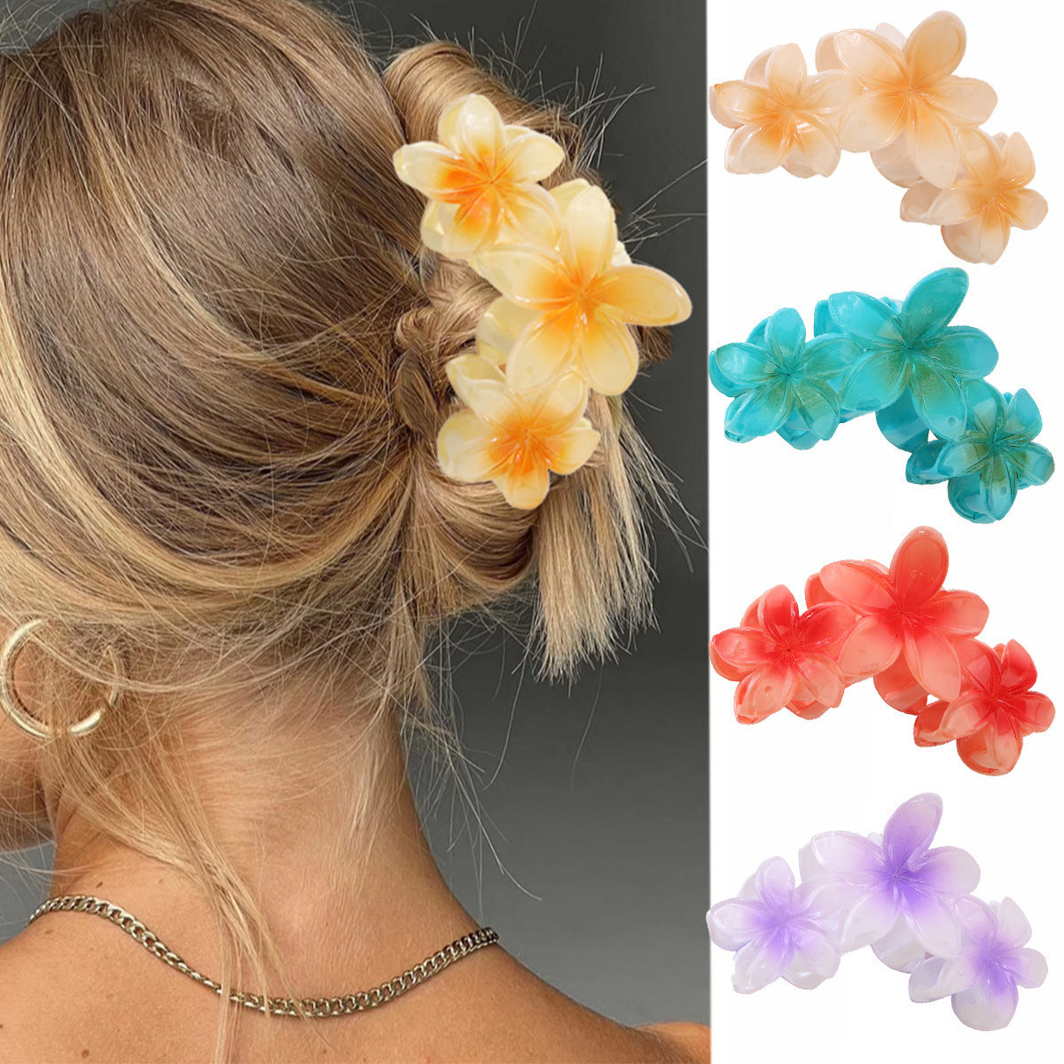 Large Flower Hair clips - 3pcs